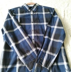 AEO Mens Plaid button down shirt blue white size M
